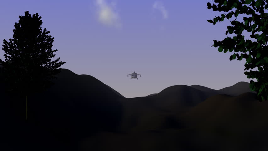 A Black Hawk military helicopter in Afghanistan.  (3d animation) 