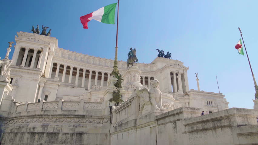 Amazing view on Altar of Fatherland in Rome, popular touristic place of Italy