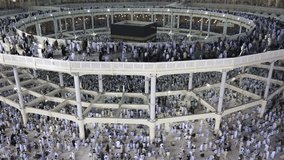 Kaaba in Mecca Muslim people praying to God
