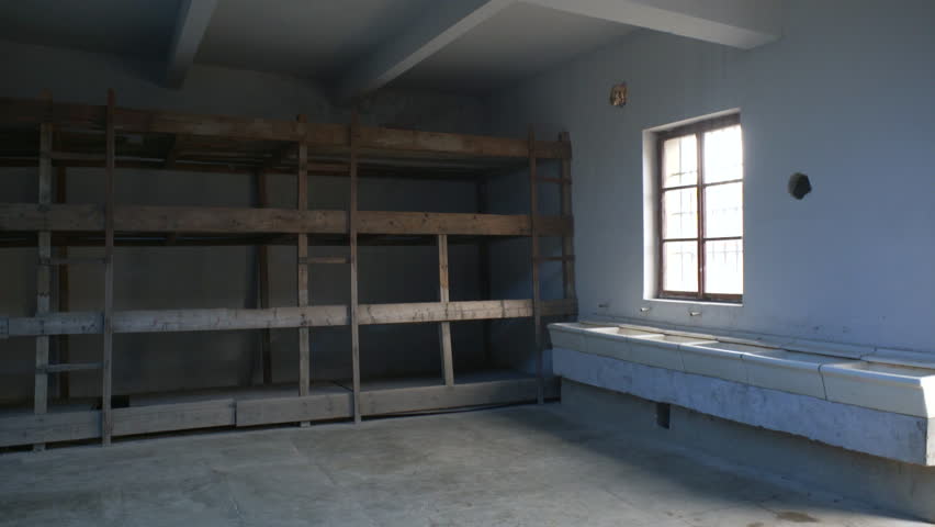 Living quarters, bunk beds, sinks, Theresienstadt concentration camp, 4th CY