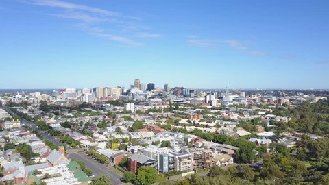 4k aerial video of downtown Adelaide in Australia