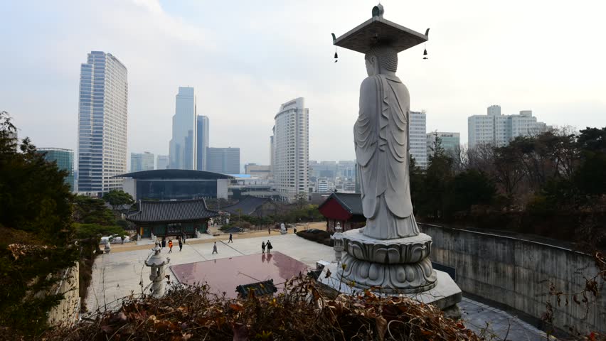 Time lapse of Bongeunsa temple in Seoul City, South Korea