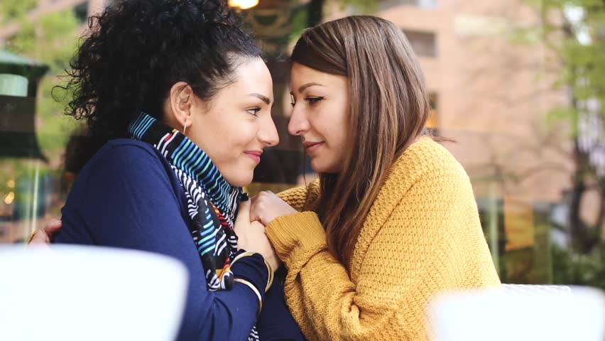 Lesbian Couple At A Cafe Stock Footage Video 100 Royaltyfree