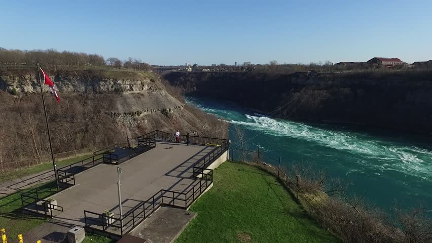 Niagara whirlpool camera moving forward over deck aerial