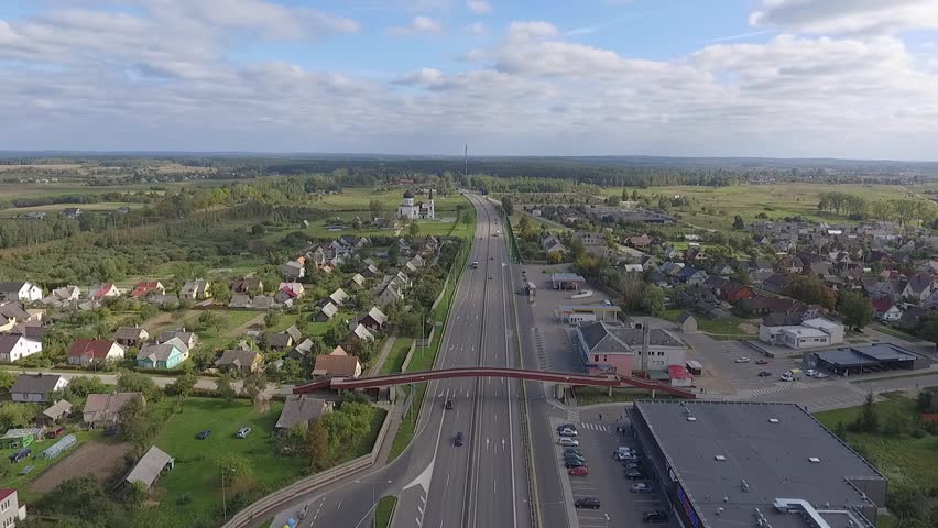 Aerial view of highway in summer