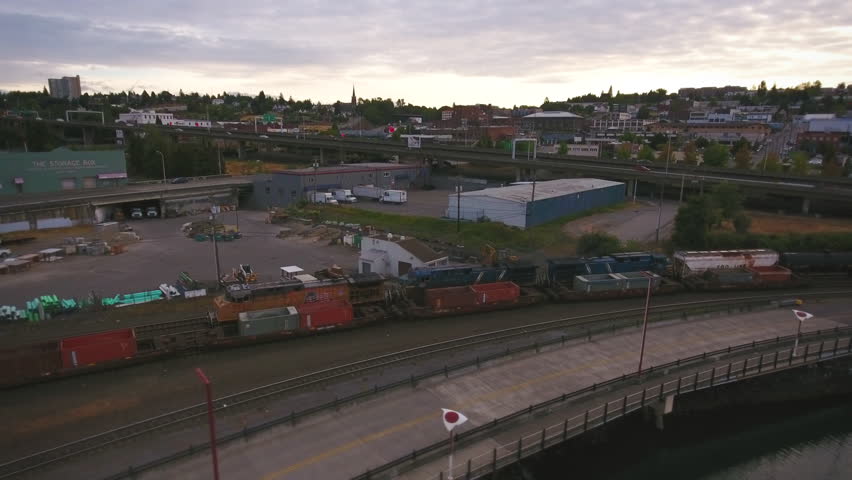 Aerial view of train moving slowly
Tacoma, WA fall 2016