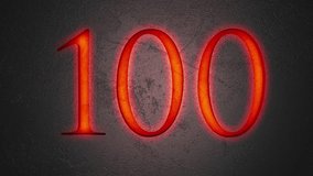 Engraved number 100 shining on stone background, seamless looping - Powered by Shutterstock - Get 15% off with code: PIKWIZARD15
