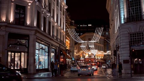 Amazing Regent Street London at Christmas Time - LONDON / ENGLAND - DECEMBER 12, 2016