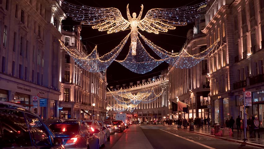 Wonderful Christmas Decoration in London Stock Footage Video (100%