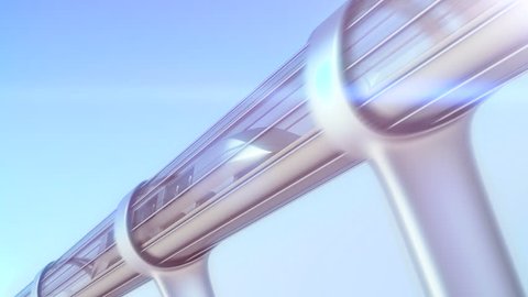 monorail futuristic train in tunnel. 3d rendering