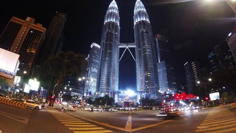 Timelapse Petronas Twin Towers Kuala Lumpur night
