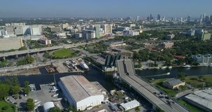 Aerial Miami River Downtown 4k 60p