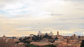 View of Rome Panorama Vittorio Emanuele II Italy time lapse.