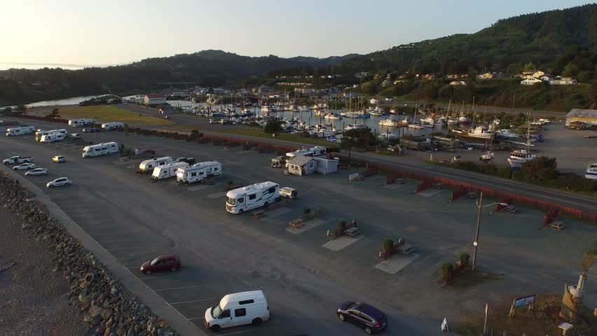Aerial View of Coastal Boat Docks