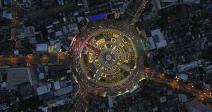 flying above Huge roundabout, Bangkok, Thailand