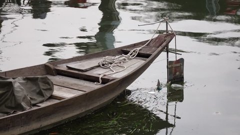 HOI AN, VIETNAM - JAN 09, 2016: View of rowboat on the Thu Bon river 