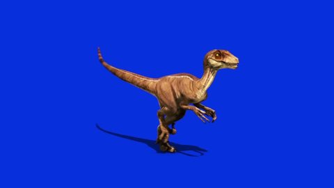 Dinosaurs Velociraptor Run Side dx Jurassic World Prehistory Blue Screen