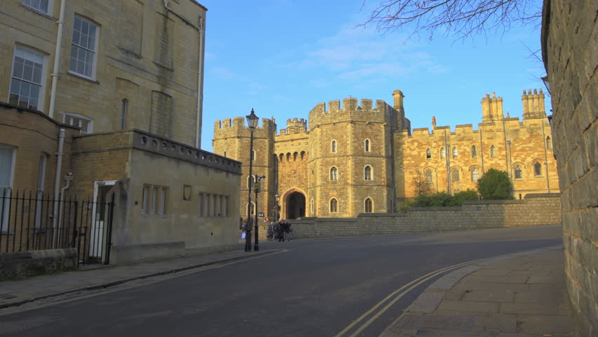 a walking gimbal shot of Windsor castle, berkshire, England Royalty-Free Stock Footage #22815337