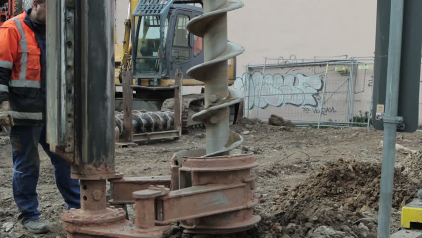 Drilling a hole in the ground in Leipzig.