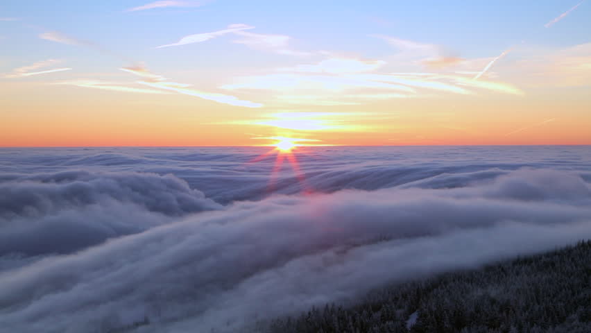 Beautiful Sunrise Above Clouds In Stock Footage Video 100 Royalty Free Shutterstock