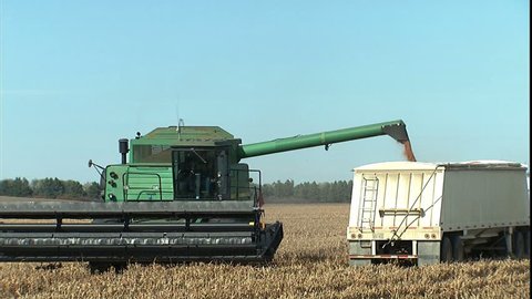 harvester off-loading, near Pierre, South Dakota