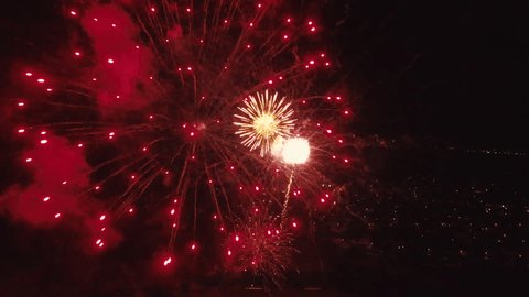 Aerial View Of Colorful Fireworks 