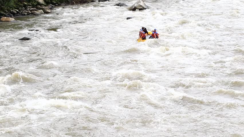 White water rafting on the rapids of the river Patate,Ecuador.