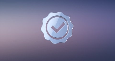 Animated Approve Verified Silver 3d Icon Loop Modules for edit with alpha matte