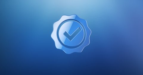 Animated Approve Verified Blue 3d Icon Loop Modules for edit with alpha matte