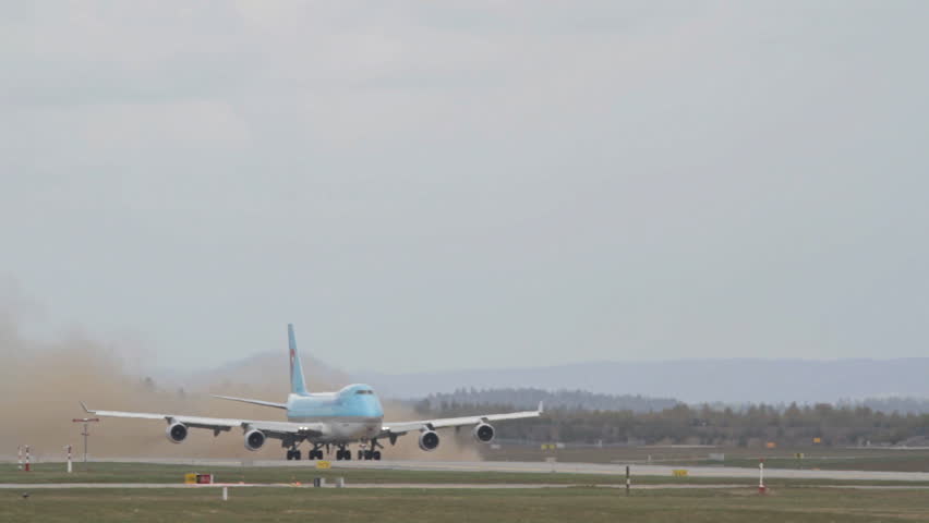 OSLO, NORWAY - MAY 2012: Korean Air Cargo, Boeing 747-400 freight airplane take