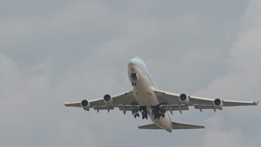 OSLO, NORWAY - MAY 2012: Korean Air Cargo, Boeing 747-400 freight airplane take