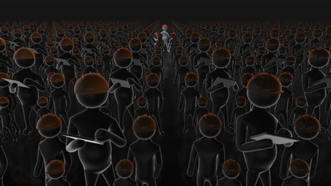 Standing Out From The Crowd.Silhouettes of people. 3d