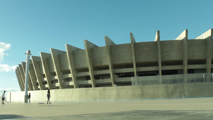 Young People Riding Skateboards and Roller Skates Near Football Stadium at Mineirão Stadium - Brazil