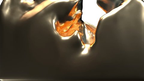 liquid gold is filling the screen against white background.3d render. Motion element design realistic animation, for alpha mask use luma matte view 28