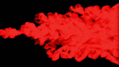 stylized red Ink spread in underwater on black background, ink background for motion design, ink injection into the fluid. 3d render voxel graphics. Version 2