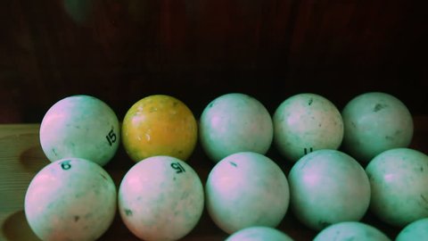 billiard balls on the shelf