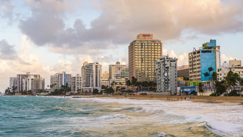 San Juan, Puerto Rico resort skyline on Condado Beach.