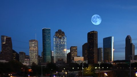 4K UltraHD Full Moon over Houston, Texas
