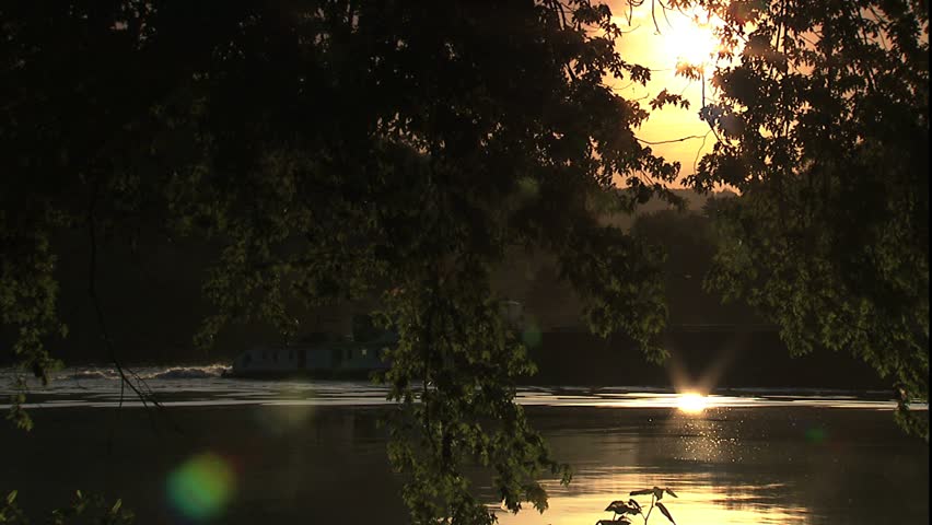 Ohio River Coal Barge and Tugboat sunset