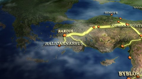 Alexander the Great Conquest Map, with towns, provinces 3D HD
