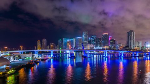 Miami, Florida, USA Skyline over Biscayne Bay.