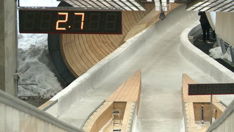 The bobsled and luge go on the track