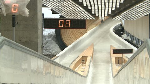 The bobsled and sledge go on the track