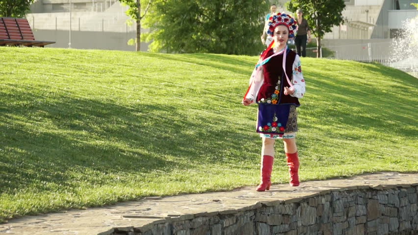 Ukrainian girl is walking in the park