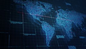 Abstract animation of World map in digital screen with colorful dots and lines. Animation of seamless loop. - Powered by Shutterstock - Get 15% off with code: PIKWIZARD15