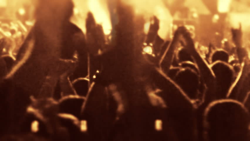 silhouettes concert dancing jumping waving,Stage and audience,girl at a concert seating on shoulders raising her hands,Lot of people clapping at rave party,summer festival people crowd partying night Royalty-Free Stock Footage #2291462