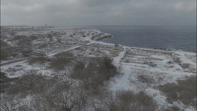 Aerial video of the winter Chersonese 