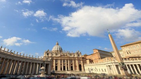 Basilica di San Pietro Vatican, Rome, Italy time lapse.
