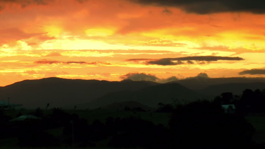 Australia - A beautiful orange sunset. Zoom out