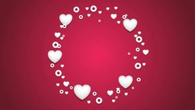 Rotating circle from beautiful hearts motion graphic design. St Valentines Day video animation clip Ultra HD 4K 3840x2160